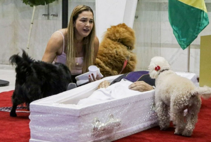 Imagem de compartilhamento para o artigo Velório do cantor Nahim é realizado com caixão no chão para cães se despedirem na Alesp da MS Todo dia